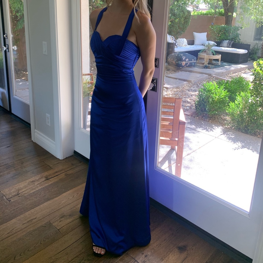 Blue silk maxi dress